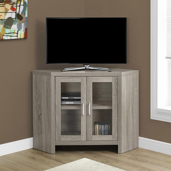 Monarch Specialties I 2701 | Meuble TV - 42" - En coin - Portes vitrés - Taupe Foncé-SONXPLUS.com