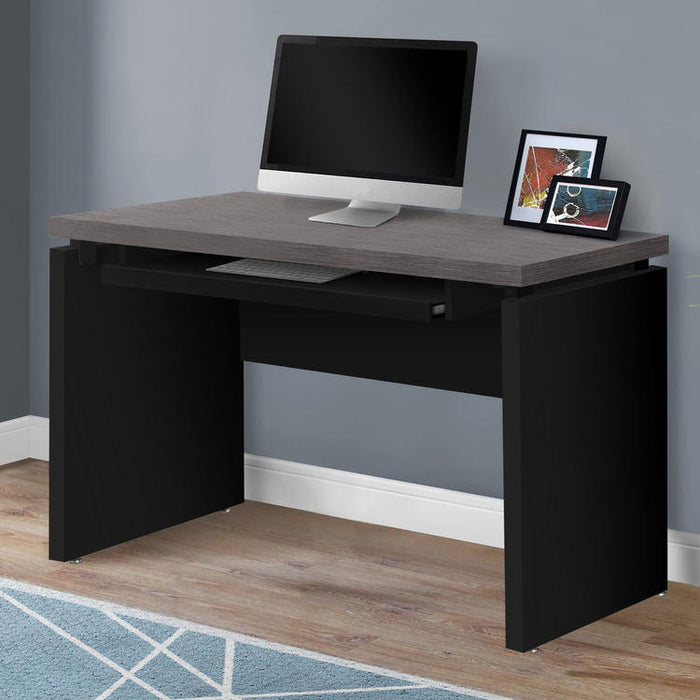 Monarch Specialties I 7439 | Meuble d'ordinateur - Compact - Grand plateau de clavier - Dessus gris - Noir-SONXPLUS.com