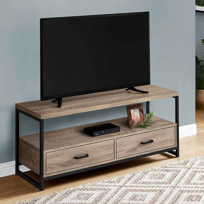 Monarch Specialties I2872 | Meuble TV - 48" - 2 Tiroirs de rangement - Taupe foncé-SONXPLUS.com