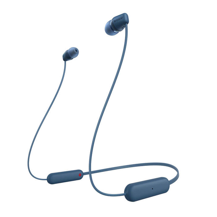 Sony WI-C100 | Écouteurs intra-auriculaires - Sans fil - Bluetooth - Autour du cou - Microphone - IPX4 - Bleu-SONXPLUS.com