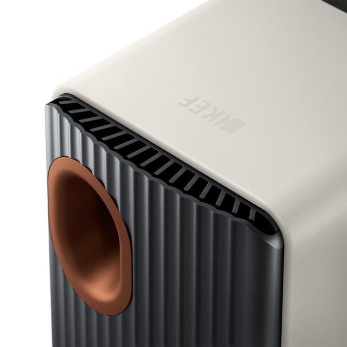 KEF LS50 WIRELESS II | Haut-parleurs HiFi Sans fil - Absorption des métamatériaux - Blanc Minérale - Paire-SONXPLUS.com