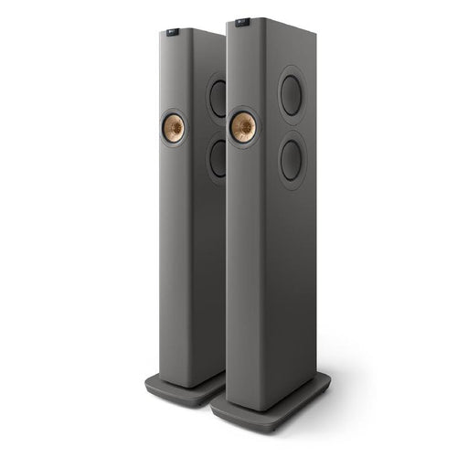 KEF LS60 WIRELESS | Haut-parleurs sur pieds HiFi sans fil - Tout-en-1 - Gris Titane - Paire-SONXPLUS.com