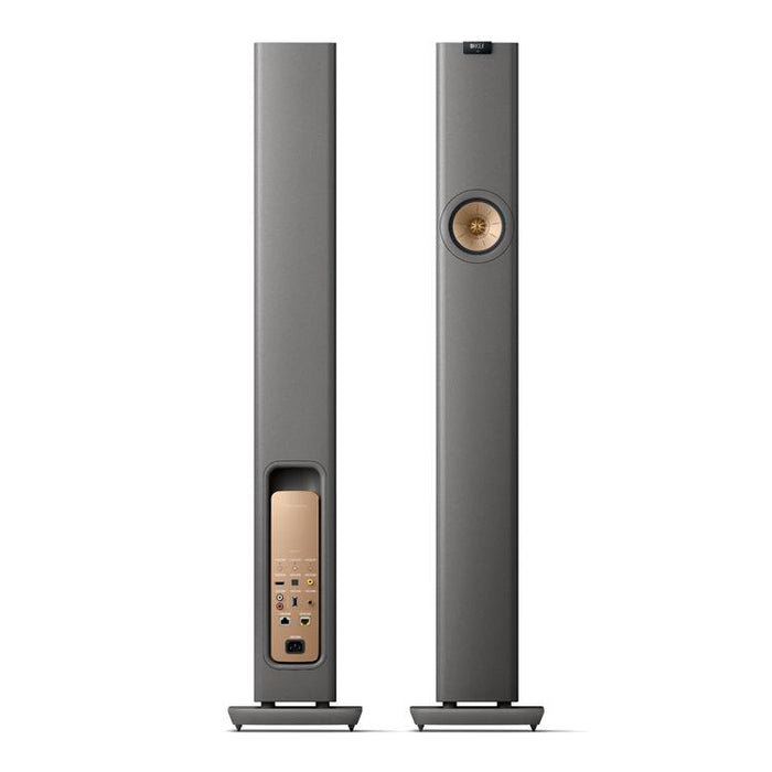 KEF LS60 WIRELESS | Haut-parleurs sur pieds HiFi sans fil - Tout-en-1 - Gris Titane - Paire-SONXPLUS.com
