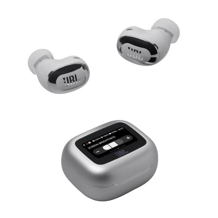 JBL Live Buds 3 | Écouteurs intra-auriculaires - Écran tactile LED 1,45" - Bluetooth - Argent-SONXPLUS.com