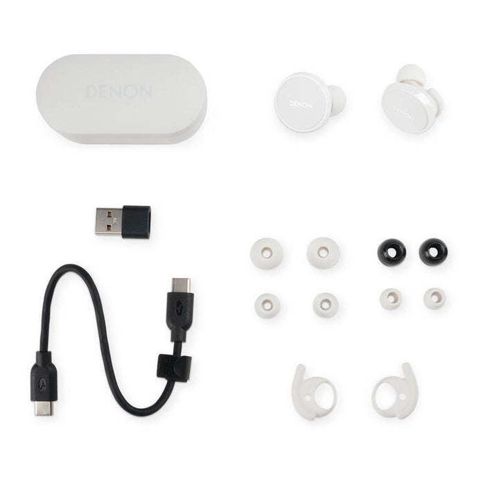 Denon PERL PRO | Écouteurs intra-auriculaires - Sans fil - Bluetooth - Technologie Masimo Adaptive Acoustic - Blanc-SONXPLUS.com