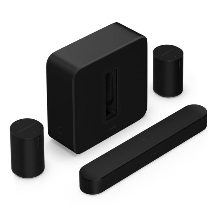 Sonos | Ensemble immersif haut de gamme avec Beam + Sub 4 + 2 Era 100 - Sans fil - Wi-Fi - Noir-SONXPLUS.com