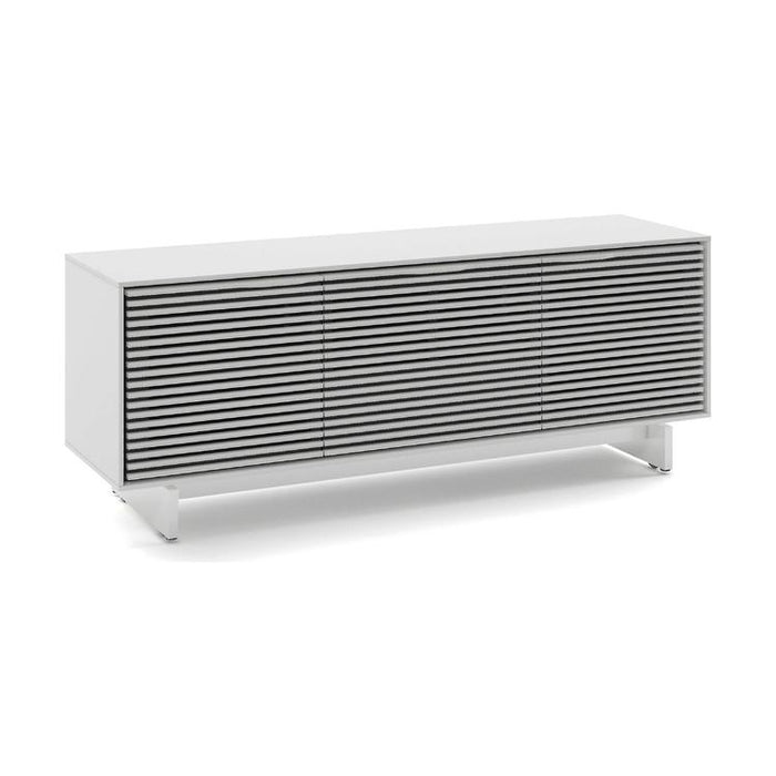 BDI BDIAL7477MESW | Meuble multimédia - Tiroir central - Portes à persiennes - Blanc Satin-SONXPLUS.com