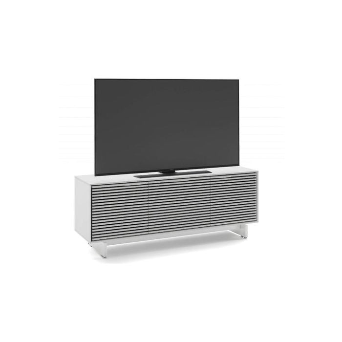 BDI BDIAL7477MESW | Meuble multimédia - Tiroir central - Portes à persiennes - Blanc Satin-SONXPLUS.com