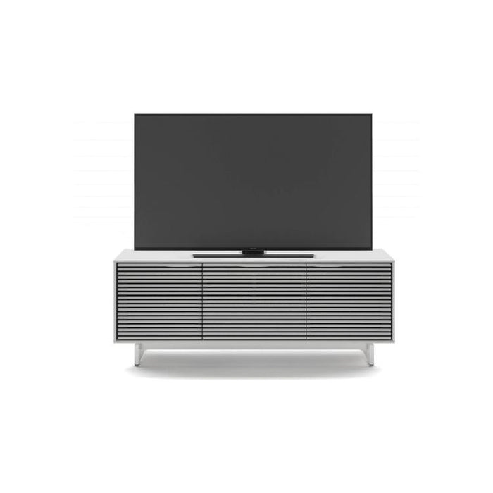 BDI BDIAL7477MESW | Meuble multimédia - Tiroir central - Portes à persiennes - Blanc Satin-SONXPLUS.com