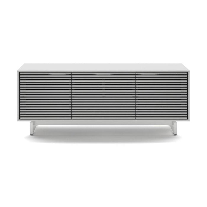 BDI BDIAL7477MESW | Meuble multimédia - Tiroir central - Portes à persiennes - Blanc Satin-SONXPLUS.com