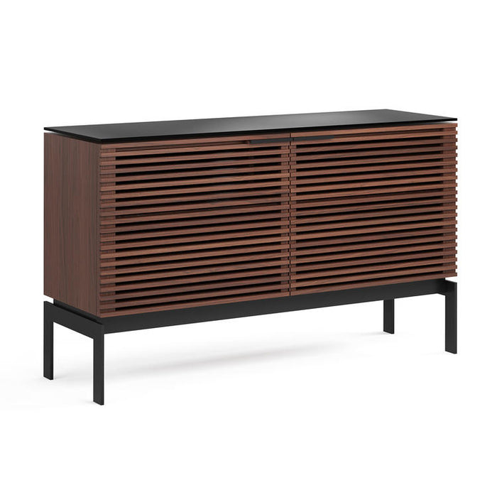 BDI BDICORR7128CHOC | Meuble multimédia - Portes persiennes - Bois massif - Noyer Teinté Chocolat-SONXPLUS.com