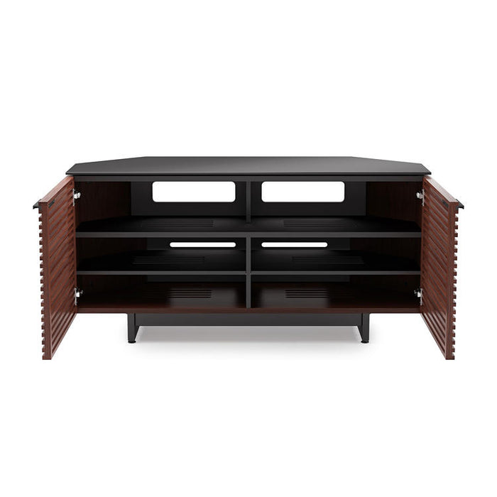BDI BDICORR8175CHOC | Meuble multimédia - Coins effilés - Tablettes réglables - Noyer Teinté Chocolat-SONXPLUS.com