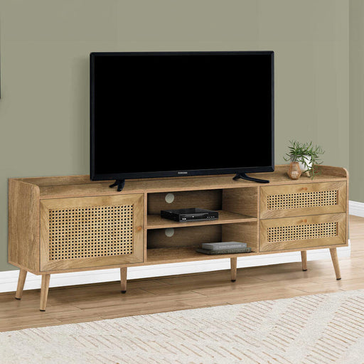 Monarch Specialties I 2723 | Meuble pour téléviseur 72'' - Avec rangement - Noyer-SONXPLUS.com