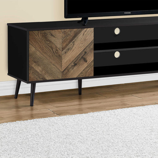 Monarch Specialties I 2781 | Meuble pour téléviseur 72'' - Base noir - Avec 2 portes simili-bois-SONXPLUS.com