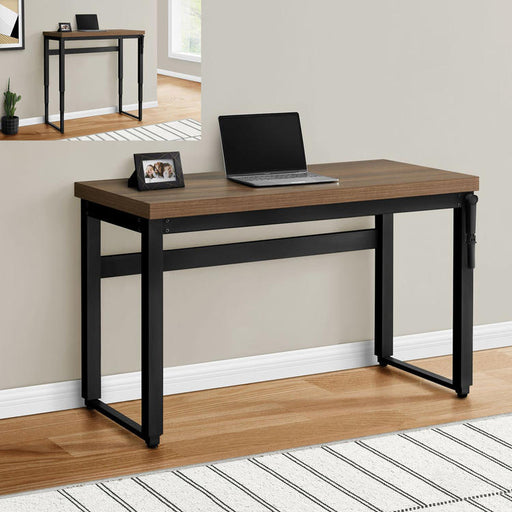 Monarch Specialties I 7675 | Meuble d'ordinateur - 48" - Hauteur ajustable - Style contemporain - Base en métal noir - Imitation bois noyer-SONXPLUS.com