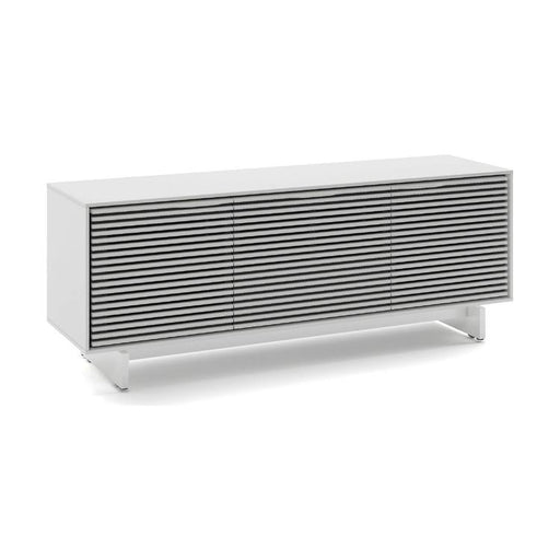 BDI BDIAL7477MESW | Meuble multimédia - Tiroir central - Portes à persiennes - Blanc Satin-SONXPLUS.com