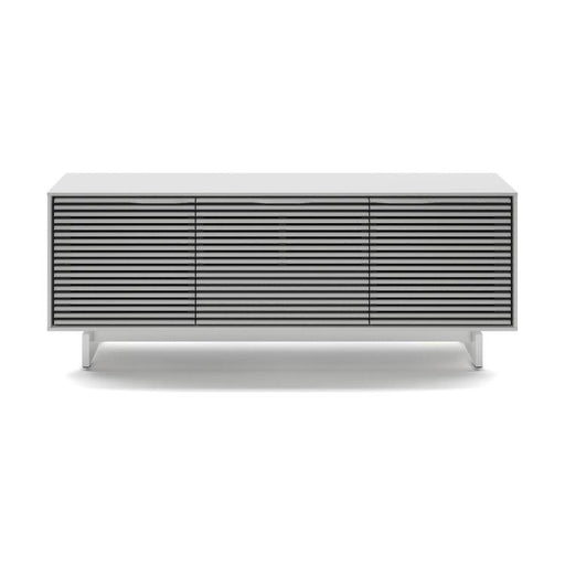 BDI BDIAL7477MESW | Meuble multimédia - Tiroir central - Portes à persiennes - Blanc Satin-SONXPLUS.com