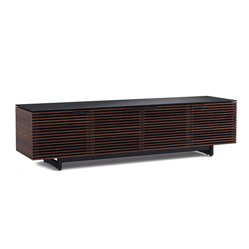 BDI BDICORR8173CHOC | Meuble multimédia - Portes à persiennes - Verre trempé - Bois massif - Noyer Teinté Chocolat-SONXPLUS.com