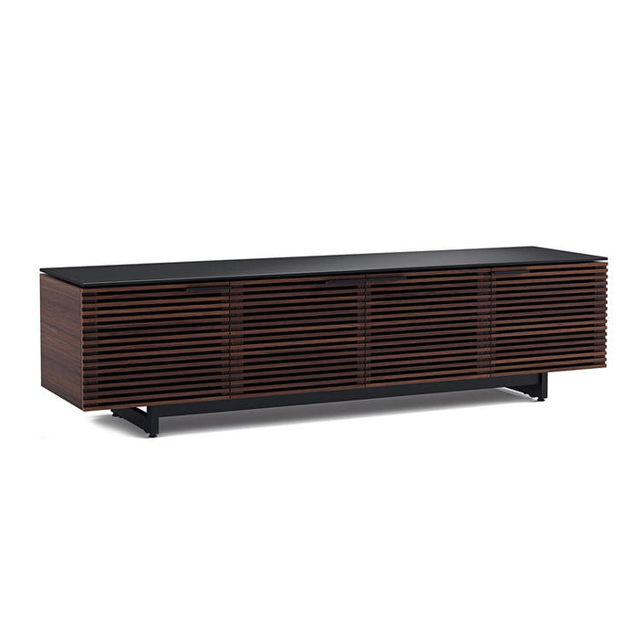 BDI BDICORR8173CHOC | Meuble multimédia - Portes à persiennes - Verre trempé - Bois massif - Noyer Teinté Chocolat-SONXPLUS.com