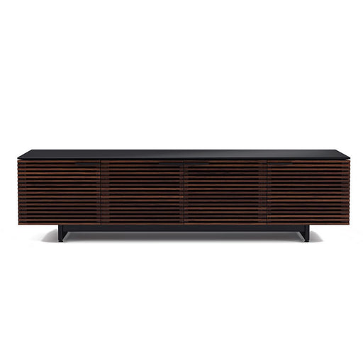 BDI BDICORR8173CHOC | Meuble multimédia - Portes à persiennes - Verre trempé - Bois massif - Noyer Teinté Chocolat-SONXPLUS.com