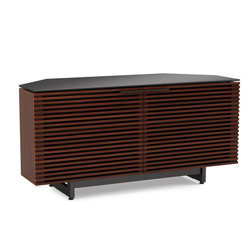 BDI BDICORR8175CHOC | Meuble multimédia - Coins effilés - Tablettes réglables - Noyer Teinté Chocolat-SONXPLUS.com