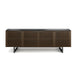 BDI BDICORR8179CHOCO | Meuble multimédia - Porte à persienne - Bois massif - Dessus en verre trempé - Noyer Teinté Chocolat-SONXPLUS.com