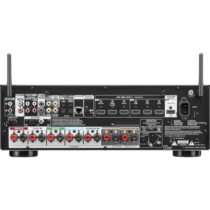 Denon AVRX1700H | Récepteur AV 7.2 canaux - Cinéma maison - Audio 3D - 8K - HEOS - 80 W / Canal - Noir