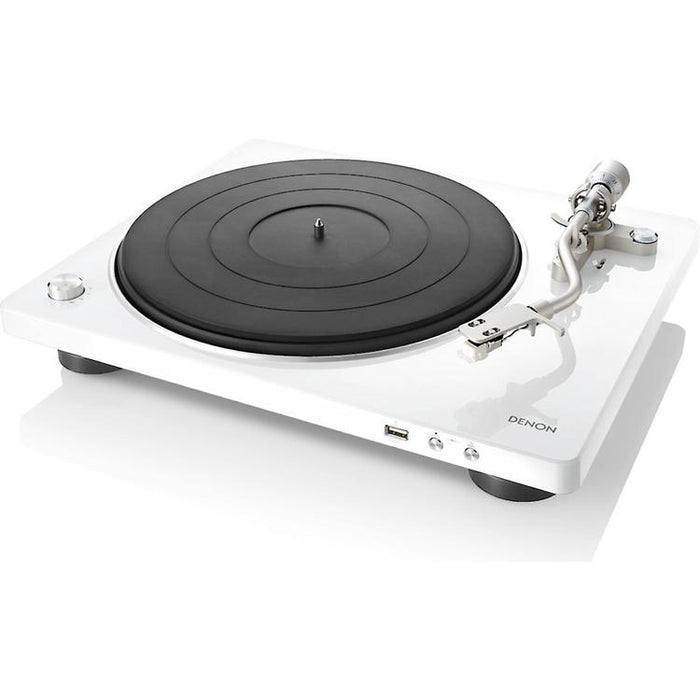 Denon DP-450USB | Table tournante Hi-Fi - Port USB - Bras de lecture en "S" - Blanc-SONXPLUS.com