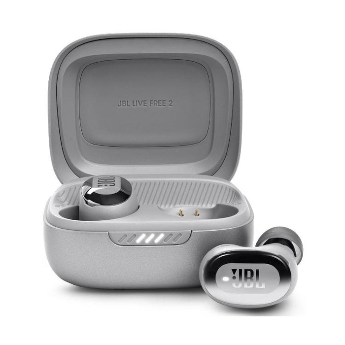 JBL Live Free 2 | Écouteurs intra-auriculaires - 100% Sans fil - Bluetooth - Smart Ambient - Microphones - Argent