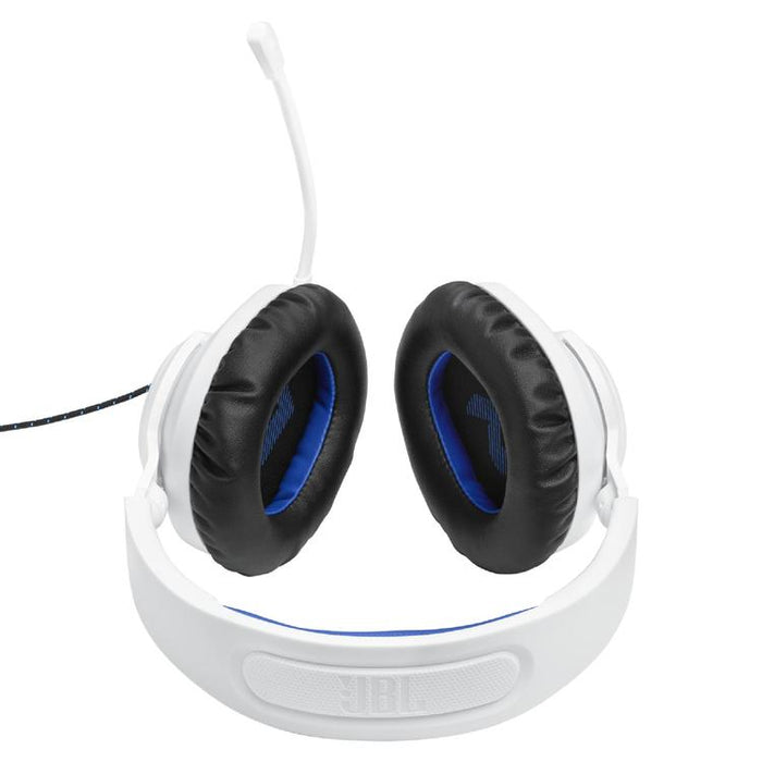 JBL Quantum 100P | Casque de jeu filaire circum-auriculaire - Pour Console Playstation - Blanc/Bleu