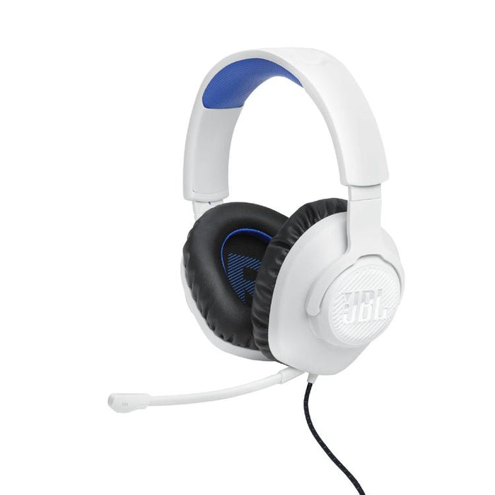 JBL Quantum 100P | Casque de jeu filaire circum-auriculaire - Pour Console Playstation - Blanc/Bleu
