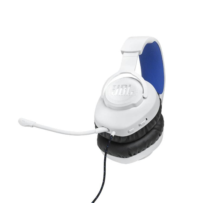 JBL Quantum 100P | Casque de jeu filaire circum-auriculaire - Pour Console Playstation - Blanc/Bleu