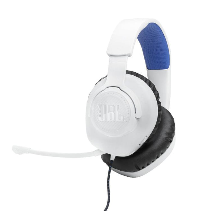 JBL Quantum 100P | Casque de jeu filaire circum-auriculaire - Pour Console Playstation - Blanc/Bleu