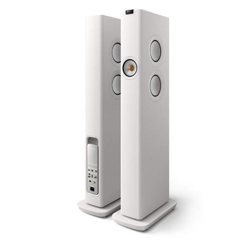 KEF LS60 WIRELESS | Haut-parleurs sur pieds HiFi sans fil - Tout-en-1 - Blanc Minérale - Paire-SONXPLUS.com