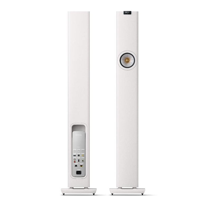 KEF LS60 WIRELESS | Haut-parleurs sur pieds HiFi sans fil - Tout-en-1 - Blanc Minérale - Paire-SONXPLUS.com