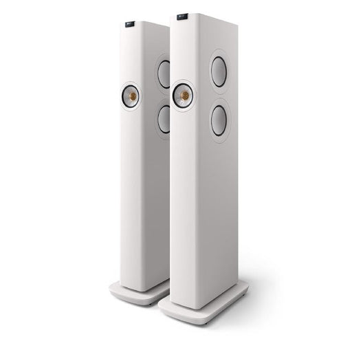 KEF LS60 WIRELESS | Haut-parleurs sur pieds HiFi sans fil - Tout-en-1 - Blanc Minérale - Paire-SONXPLUS.com