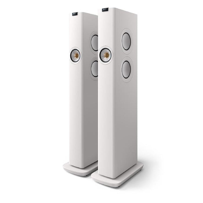 KEF LS60 WIRELESS | Haut-parleurs sur pieds HiFi sans fil - Tout-en-1 - Blanc Minérale - Paire-SONXPLUS.com