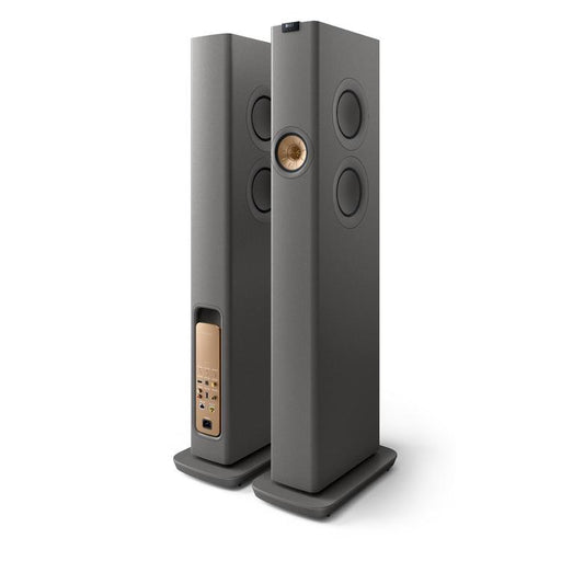 KEF LS60 WIRELESS | Haut-parleurs sur pieds HiFi sans fil - Tout-en-1 - Gris Titane - Paire-SONXPLUS.com
