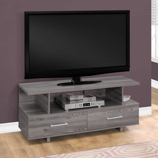 Monarch Specialties I 2608 | Meuble TV - 48" - 2 Tiroirs de rangement - Gris-SONXPLUS.com