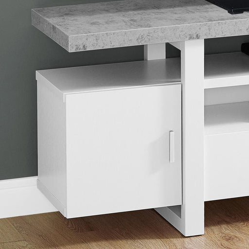 Monarch Specialties I 2725 | Meuble TV - 60" - Dessus en simili-ciment - Blanc-SONXPLUS.com