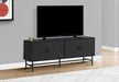 Monarch Specialties I 2733 | Meuble pour téléviseur 60'' - Base de métal noir - 2 portes noires-SONXPLUS.com