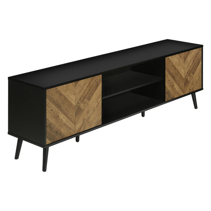 Monarch Specialties I 2781 | Meuble pour téléviseur 72'' - Base noir - Avec 2 portes simili-bois-SONXPLUS.com