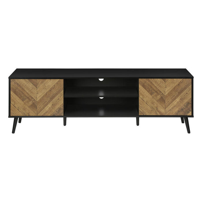 Monarch Specialties I 2781 | Meuble pour téléviseur 72'' - Base noir - Avec 2 portes simili-bois-SONXPLUS.com