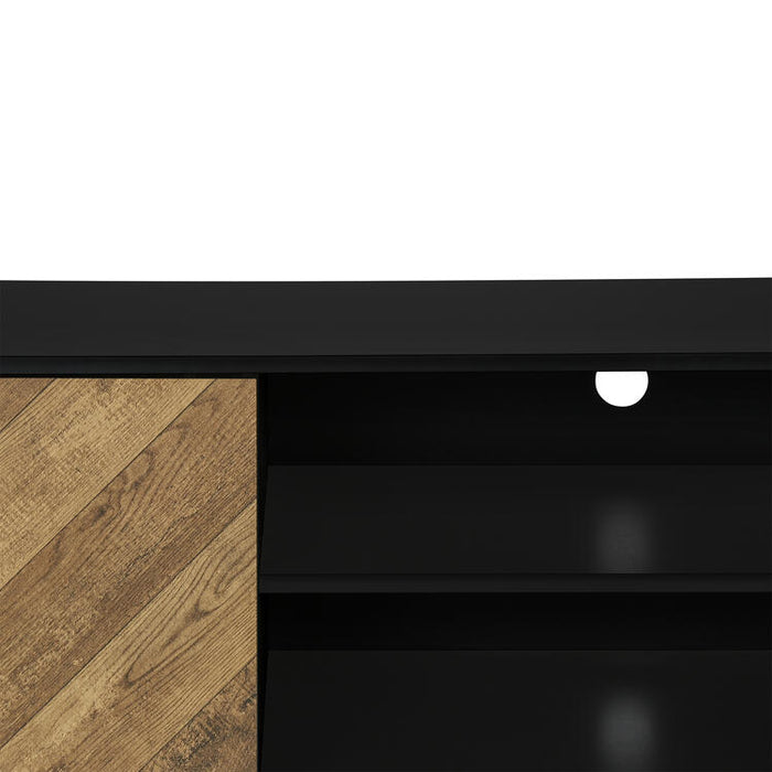 Monarch Specialties I 2781 | Meuble pour téléviseur 72'' - Base noir - Avec 2 portes simili-bois-SONXPLUS.com