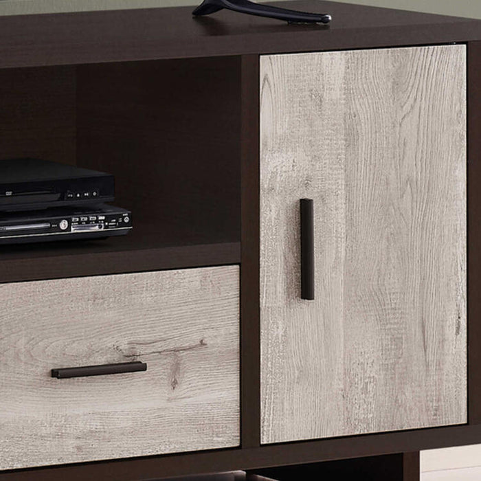 Monarch Specialties I2805 | Meuble TV - 48" - 1 Tiroir - 1 Armoire - Espresso/Taupe-SONXPLUS.com