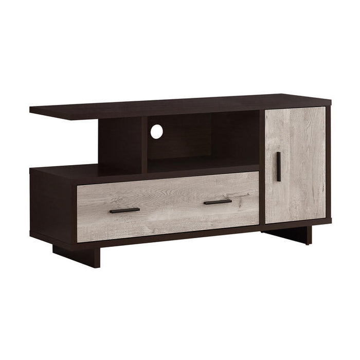 Monarch Specialties I2805 | Meuble TV - 48" - 1 Tiroir - 1 Armoire - Espresso/Taupe-SONXPLUS.com