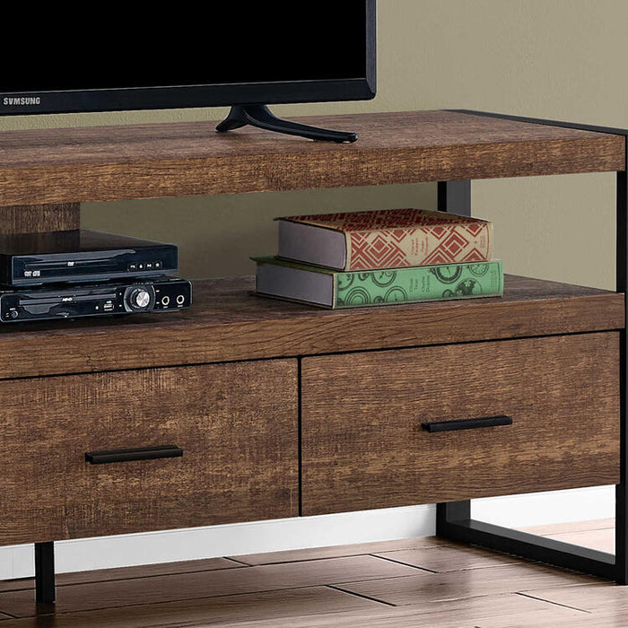 Monarch Specialties I2820 | Meuble TV - 60" - 3 Tiroirs - Brun foncé-SONXPLUS.com