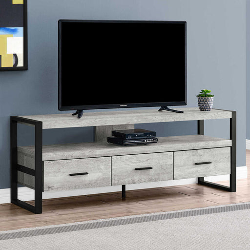 Monarch Specialties I2821 | Meuble TV - 60" - 3 Tiroirs - Gris-SONXPLUS.com
