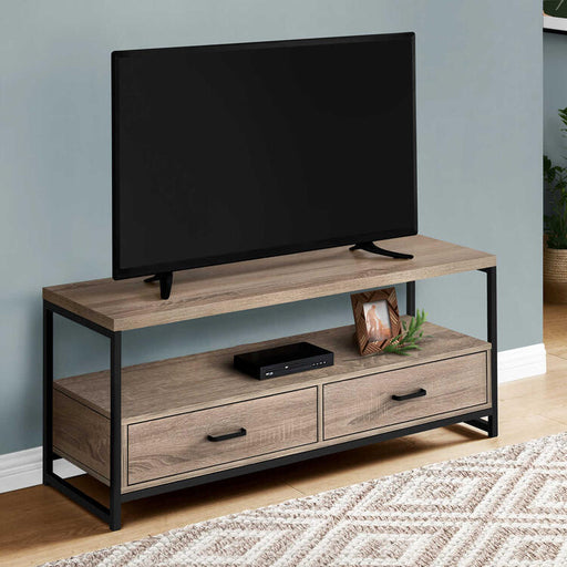 Monarch Specialties I2872 | Meuble TV - 48" - 2 Tiroirs de rangement - Taupe foncé-SONXPLUS.com