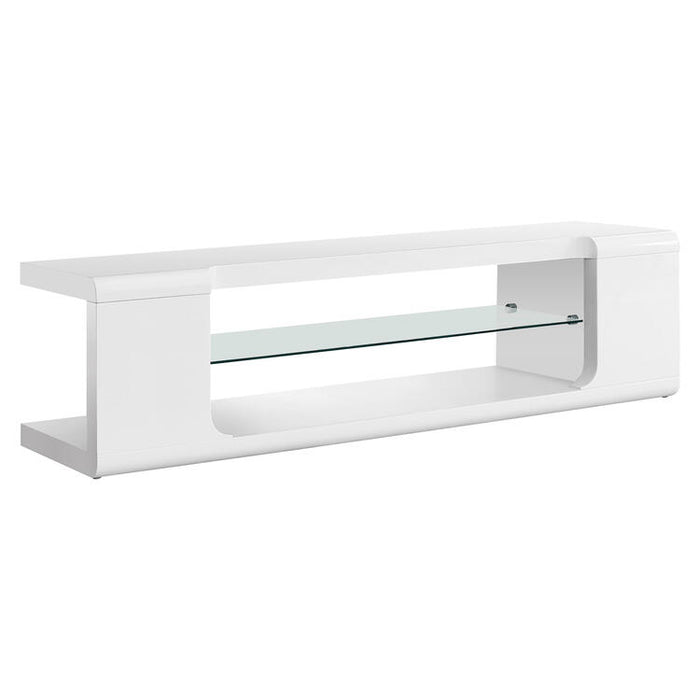 Monarch Specialties I3535 | Meuble TV - 60" - 1 Tablette en verre - Blanc-SONXPLUS.com